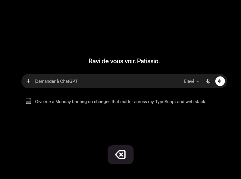 Saisie de @patissio dans la barre de ChatGPT